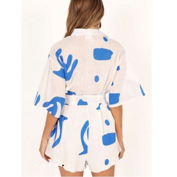 Petal & Pup KELLIE ROMPER - WHITE/BLUE Nwot Size XL - Picture 7 of 8